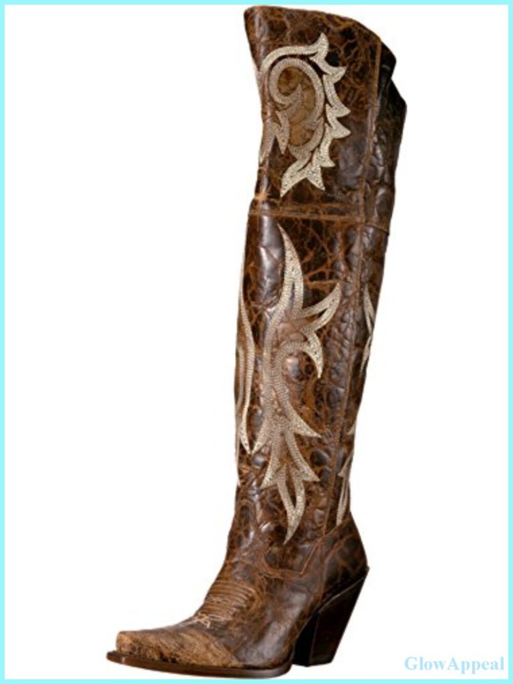 Dan Post Womens Jilted Embroidered Snip Toe Dress Boots Over the Knee High Heel